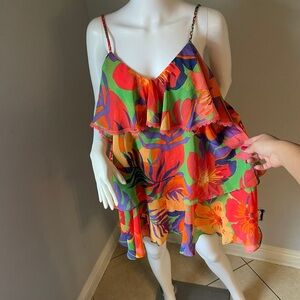 Colorful Floral Ruffle Dress